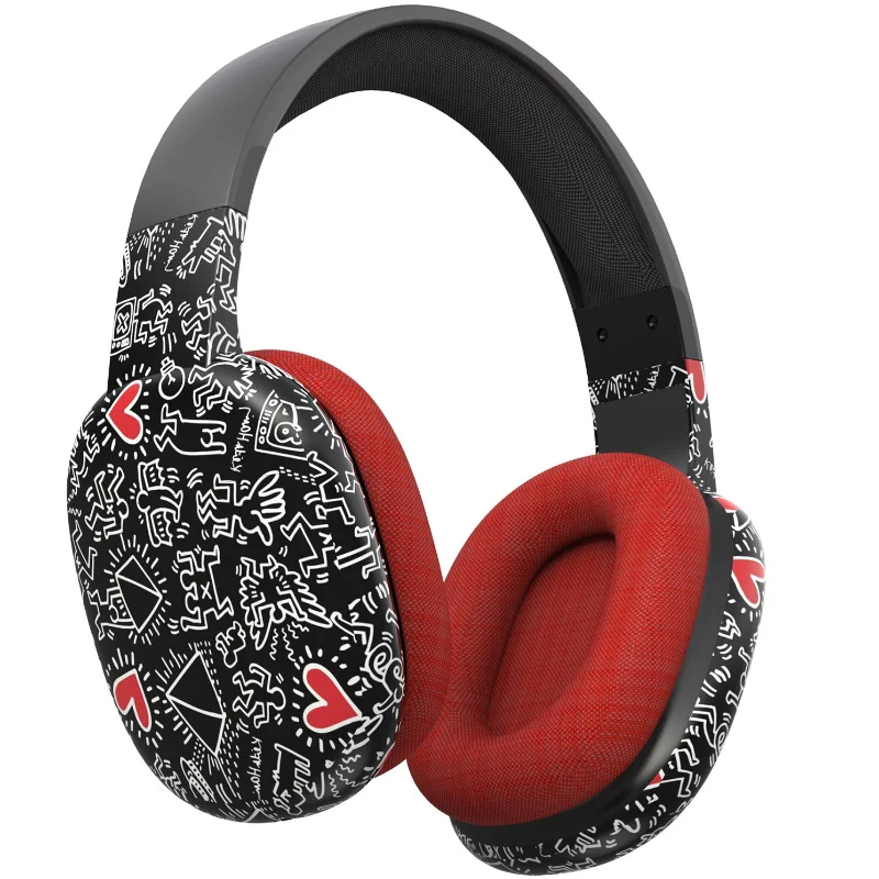 Cuffie Wireless Over-Ear Keith Haring Nero con Microfono Archetto Regolabile e Ricarica USB-C