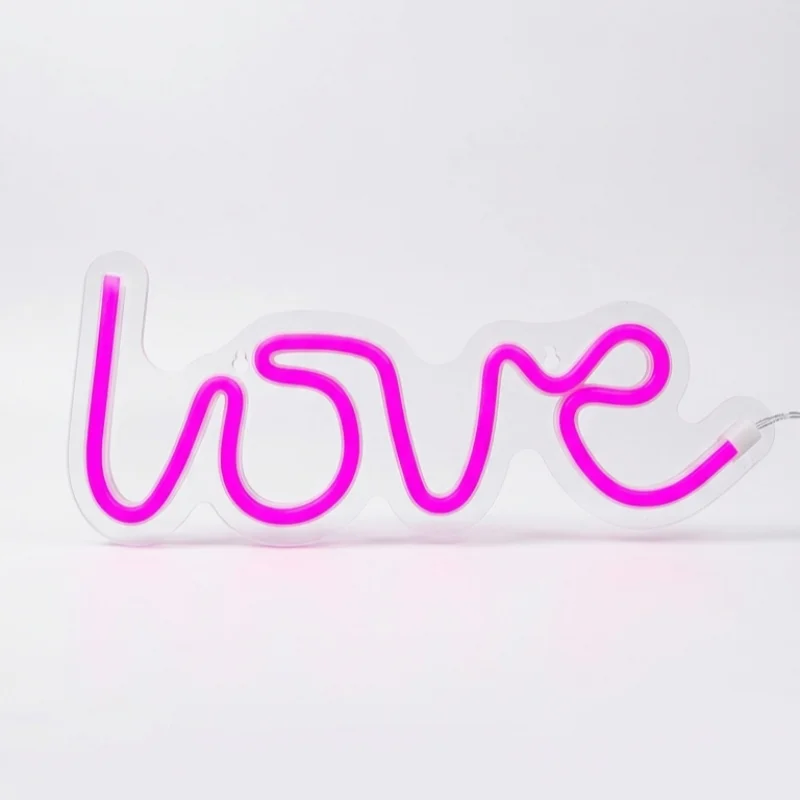 Lampada Neon da Parete a LED Muitomas NEONWLOVE Scritta Love Luce Brillante Doppia Alimentazione USB e 3xAA Bianco
