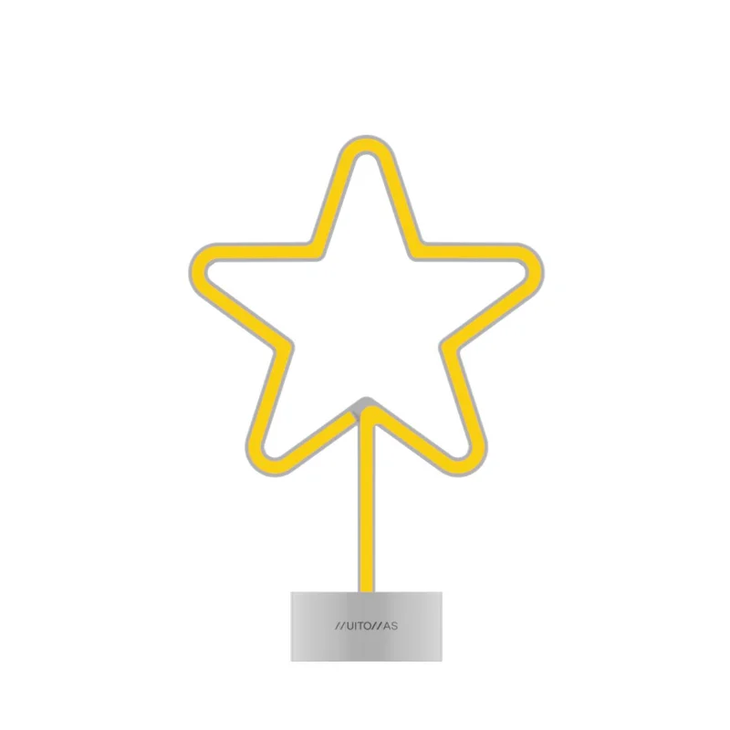Lampada Neon da Tavolo a LED Muitomas NEONTXMASSTAR Stella di Natale Luce Gialla Brillante Base Inclusa e Alimentazione USB-C
