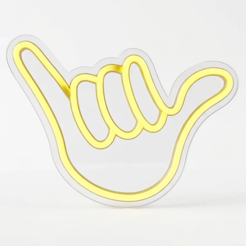 Lampada Neon da Parete a LED Muitomas NEONWHAND Sagoma Mano Luce Brillante Doppia Alimentazione USB e 3xAA Bianco