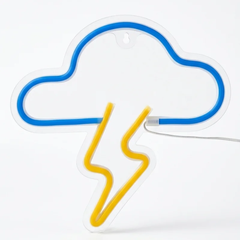 Lampada Neon da Parete a LED Muitomas NEONWCLOUD Sagoma Nuvola Luce Brillante Doppia Alimentazione USB e 3xAA Bianco