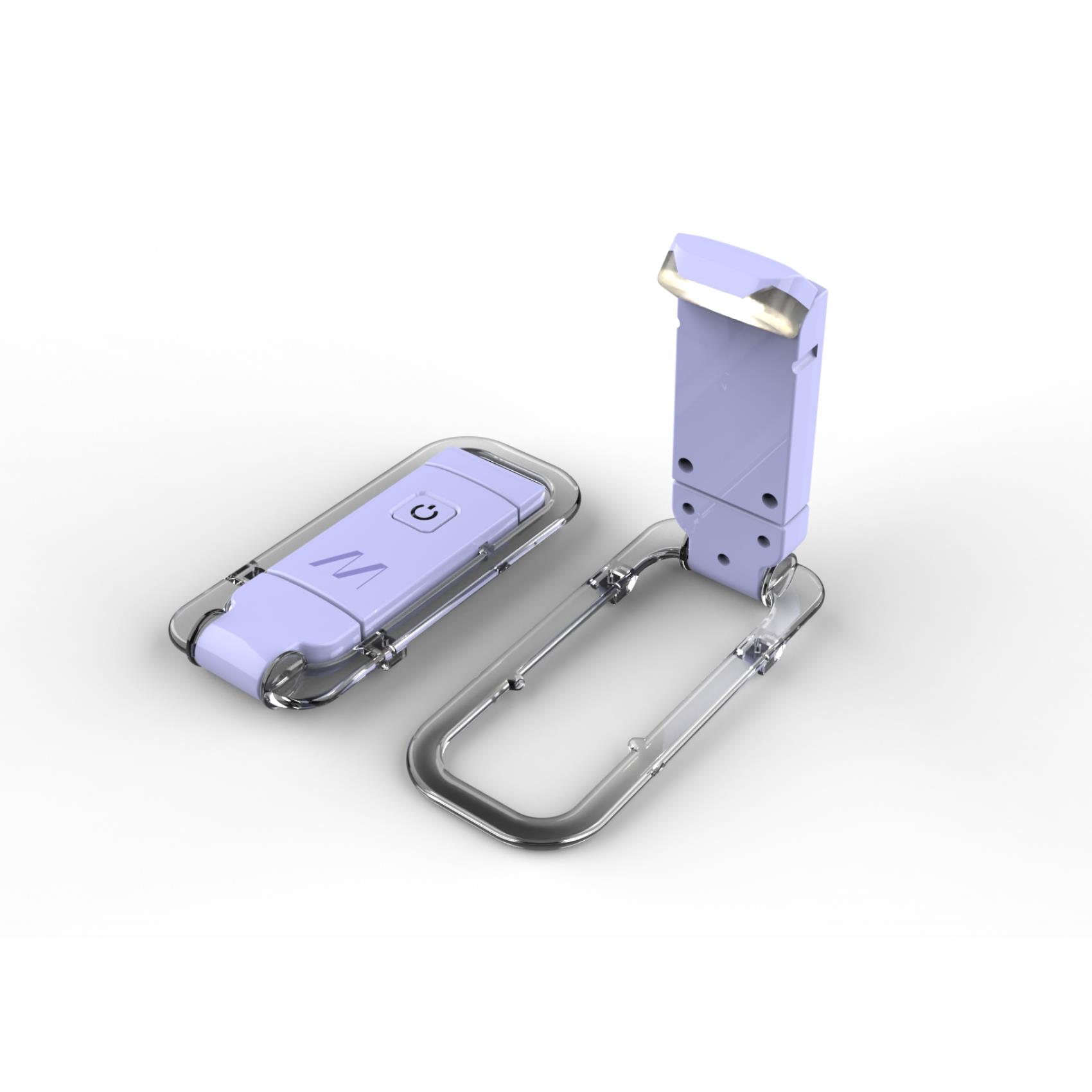 Luce da Libro a LED Ricaricabile Muitomas BOOKLAMP Clip Integrata 3 Tonalità di Luce Dimmerabile e Ricarica USB Viola