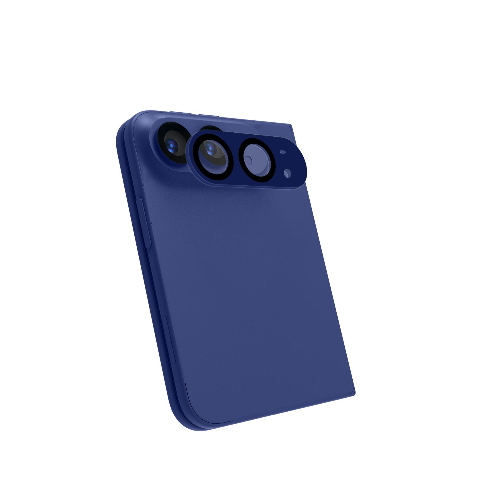 Celly CAMERAPRO Camera Lens Protector for Apple iPhone Duo 9H Tempered Glass & Acrylic Baseplate with Black Silk Printing Dark Blue