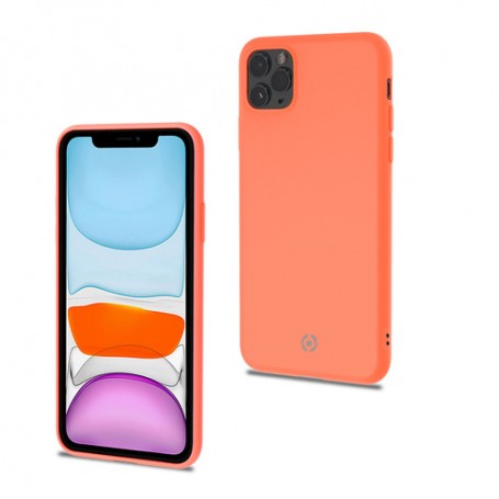 Cover Protettiva Celly CANDY per Apple iPhone 11 Pro Max in Morbido Silicone con Finitura Soft-Touch e Interno in Microfibra Macarons Orange