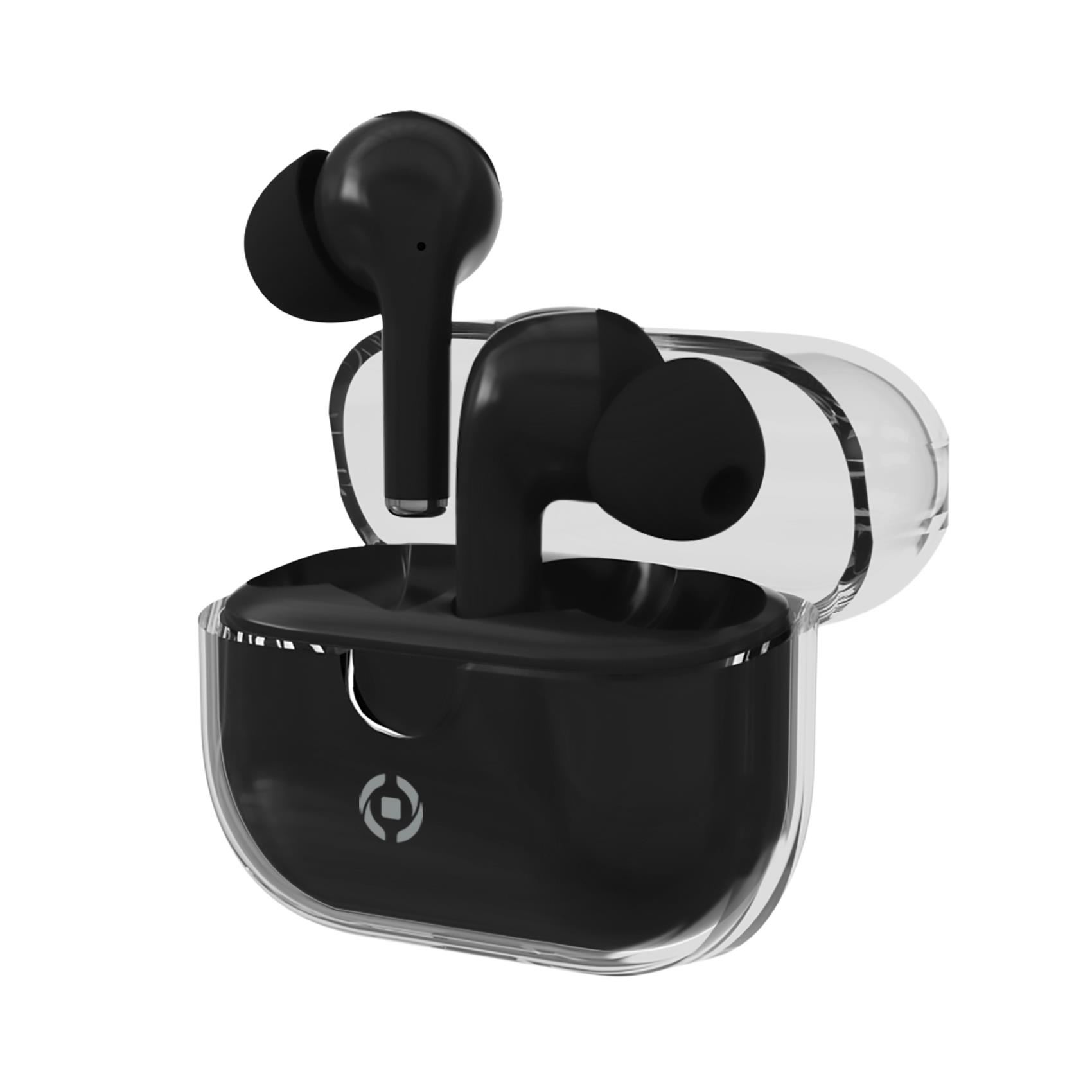 Auricolari True Wireless In-Ear Celly CLEAR Custodia Trasparente Funzione ENC Microfono Doppio e Touch Control Nero Cavo USB-C Incluso