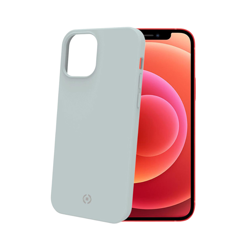 Cover Protettiva Celly CROMO per Apple iPhone 12 mini in Morbido TPU con Rivestimento in Silicone Soft-Touch e Interno in Microfibra Celeste Light Blue