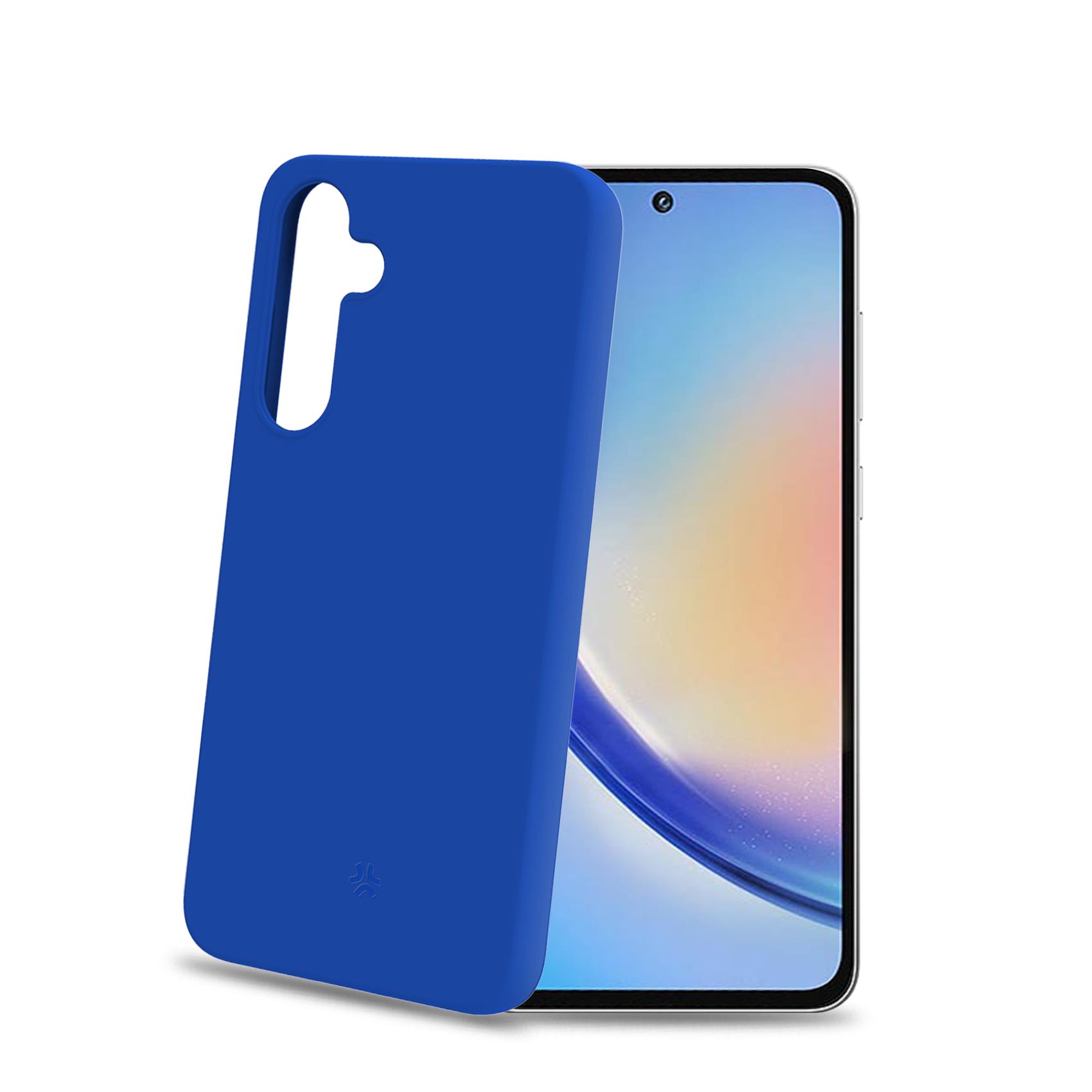 Cover Protettiva Celly CROMO per Samsung Galaxy A35 5G e A35 5G Enterprise Edition Flessibile in TPU Rivestito in Silicone Soft-Touch con Fodera in Microfibra Blu Oceano