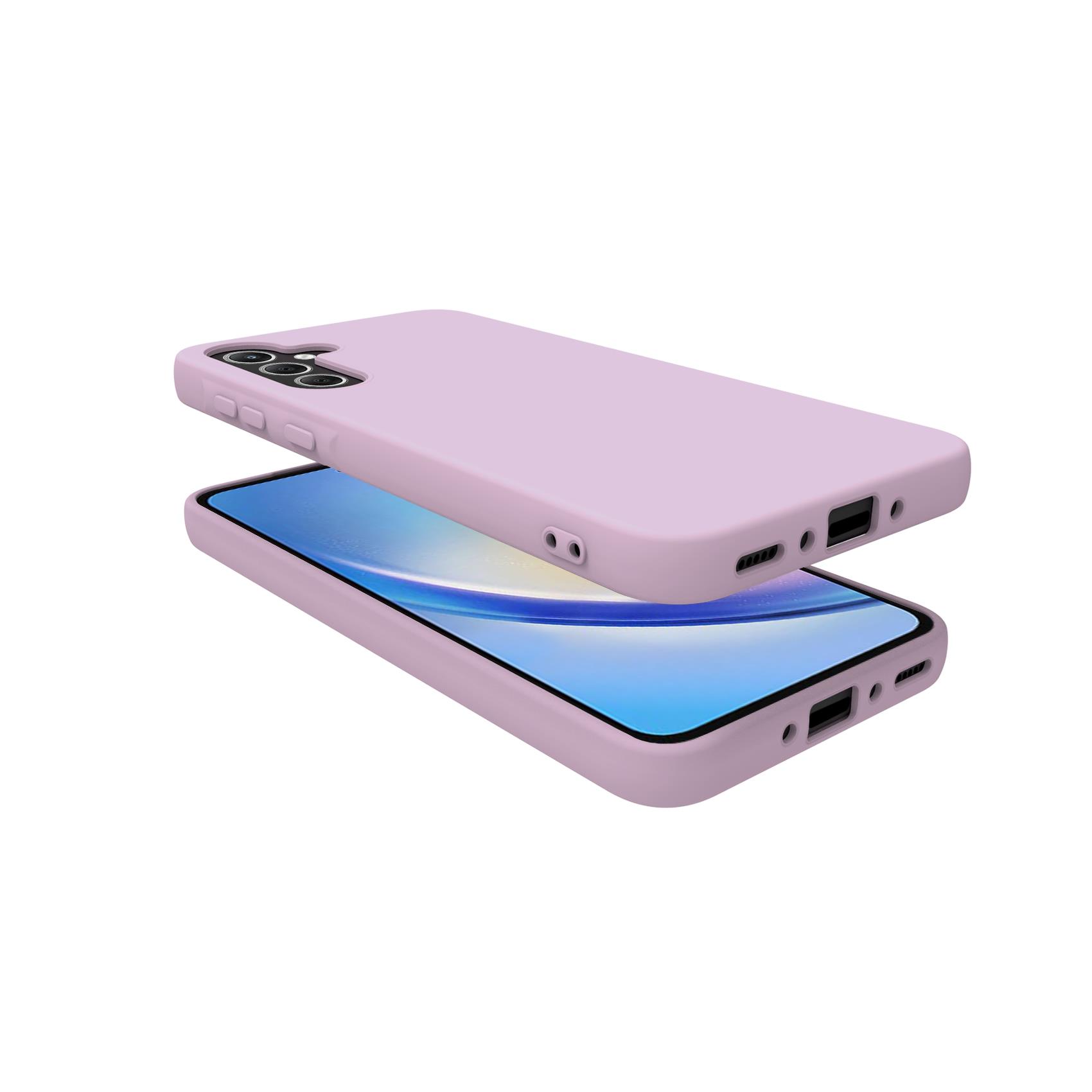 Celly CROMO Shock-Absorbing Liquid Silicone & TPU Soft-Touch Protective Case for Samsung Galaxy A35 5G & Galaxy A35 5G Enterprise Edition Microfiber Lining Pastel Pink - Image 2
