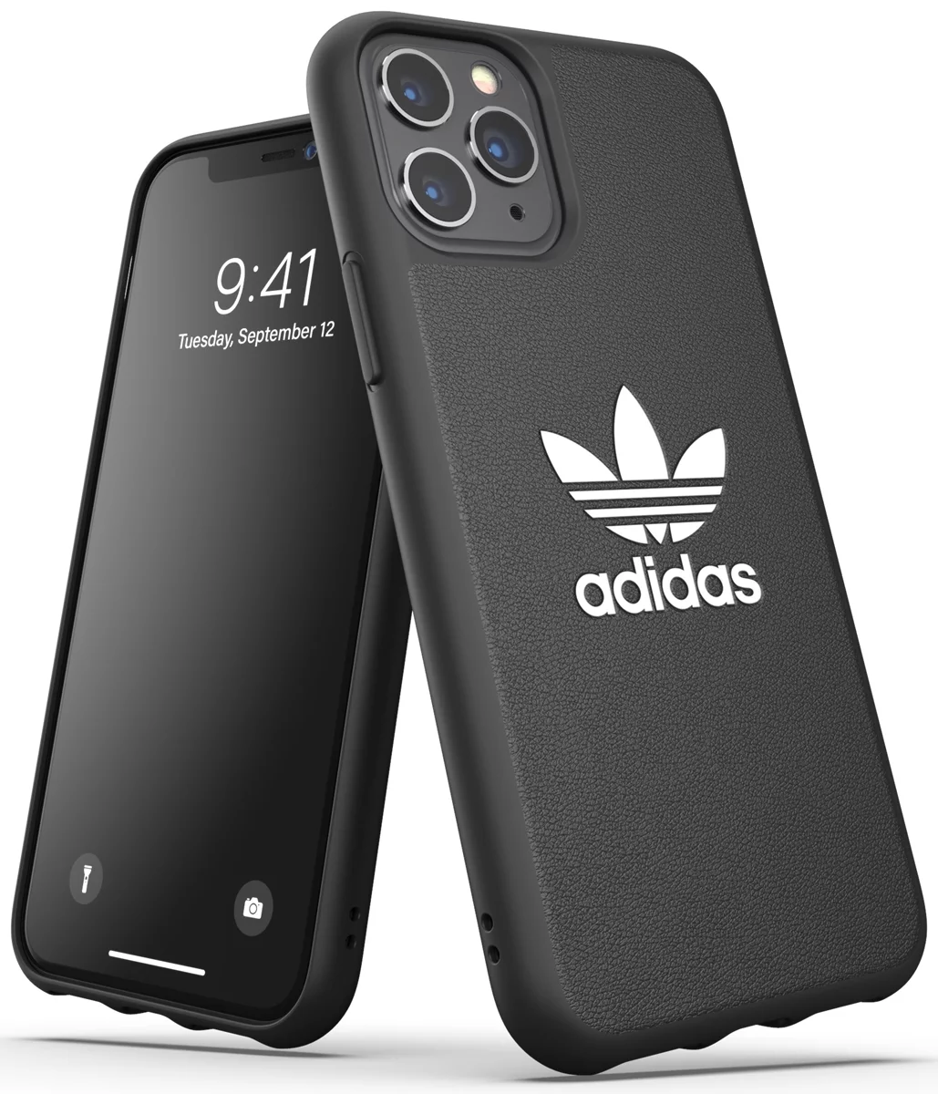 Cover Ibrida Protettiva Adidas Originals ADICOLOR per Apple iPhone 11 Pro Antiurto Testata 1,5m con Piastra Posteriore e Logo Trifoglio Nero e Bianco