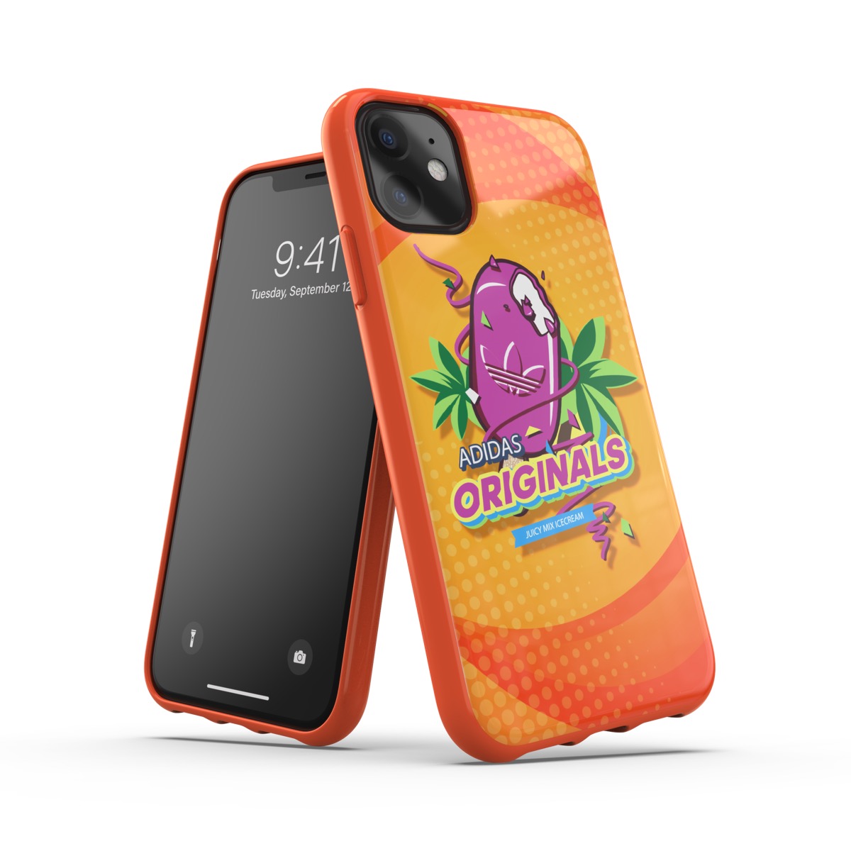 Cover Protettiva Adidas Originals BODEGA per Apple iPhone 11 in TPU Flessibile Antiurto con Grafica Ispirata al Food Packaging Arancione