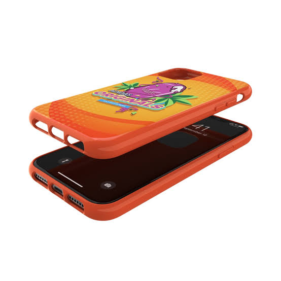 Cover Protettiva Adidas Originals BODEGA per Apple iPhone 11 in TPU Flessibile Antiurto con Grafica Ispirata al Food Packaging Arancione - Dettaglio 2