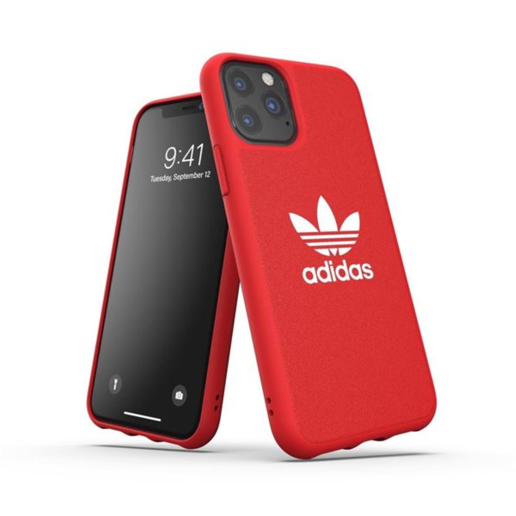 Cover Ibrida Protettiva Adidas Originals ADICOLOR per Apple iPhone 11 Pro Antiurto Testata 1,5m con Piastra Posteriore e Logo Trifoglio Rosso e Bianco