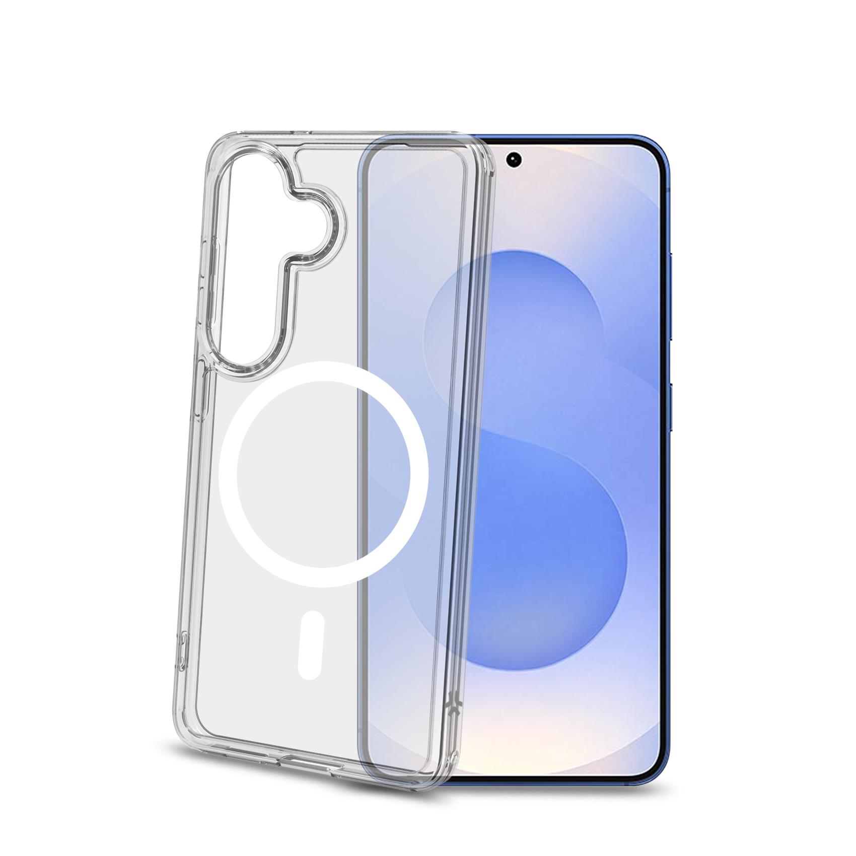 Celly GELSKINMAG Transparent Magnetic Case for Samsung Galaxy S26 5G / Galaxy S26 5G Enterprise Edition with White Ring MagSafe Compatible TPU & PC