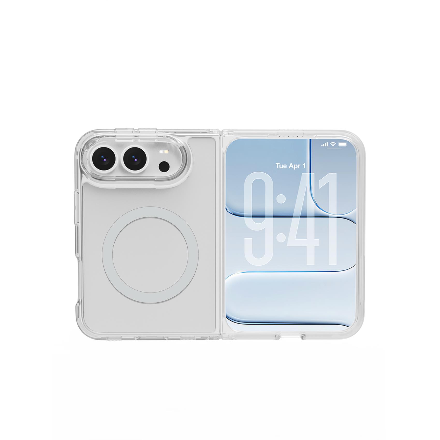 Celly GELSKINMAG MagSafe Compatible Hybrid Clear Case for Apple iPhone Duo Flexible TPU & PC with Silver Color-Matched Magnetic Ring