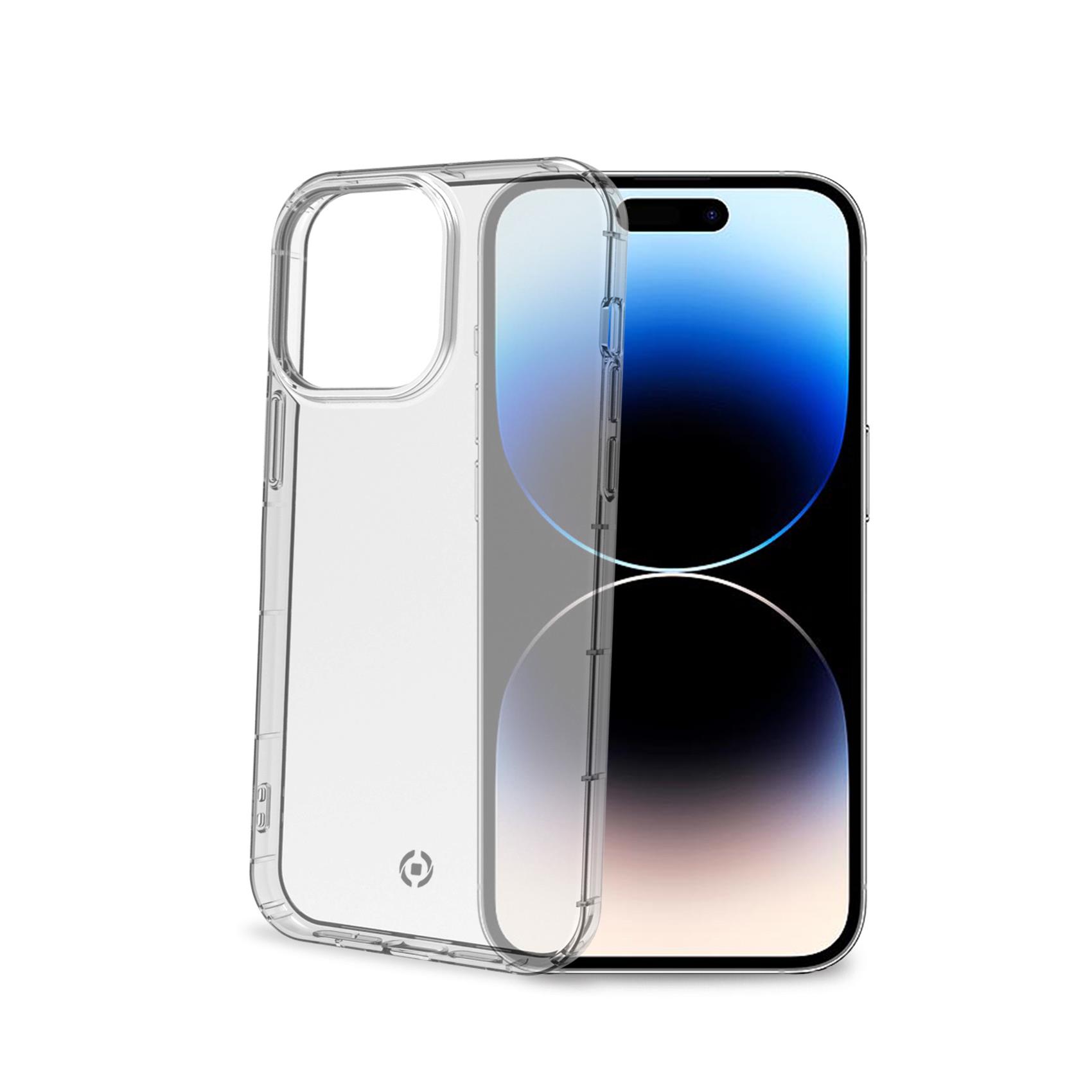 Cover Celly HEXAGEL per Apple iPhone 14 Pro Trasparente Semi-Rigida Ultra Resistente in TPU e Policarbonato con Angoli Rinforzati Anti-Shock