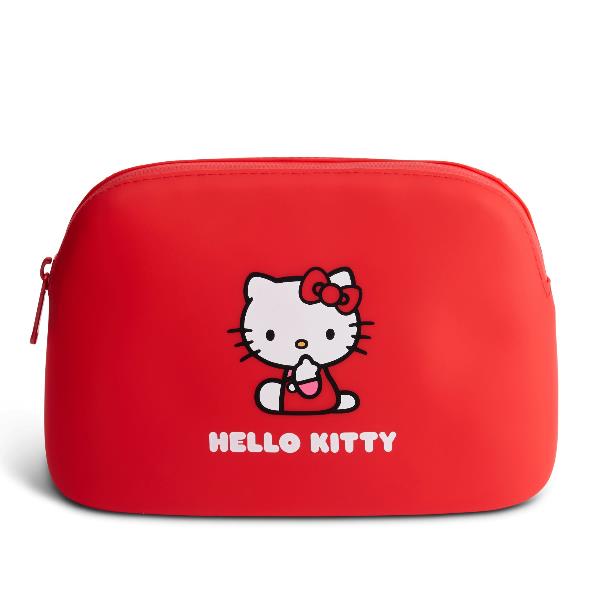 Beauty Case Pochette in Morbido Silicone Muitomas Hello Kitty Capacità 1,5L Scomparto Singolo con Chiusura a Zip Rosso