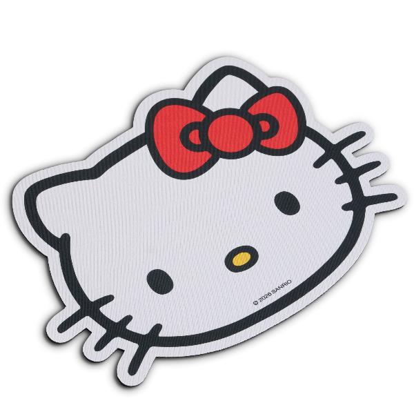 Tappetino per Mouse Sagomato Muitomas Hello Kitty HKMOUSEPAD Superficie in Tessuto Scorrevole Base in Gomma Antiscivolo 280x250mm Spessore 3mm Bianco