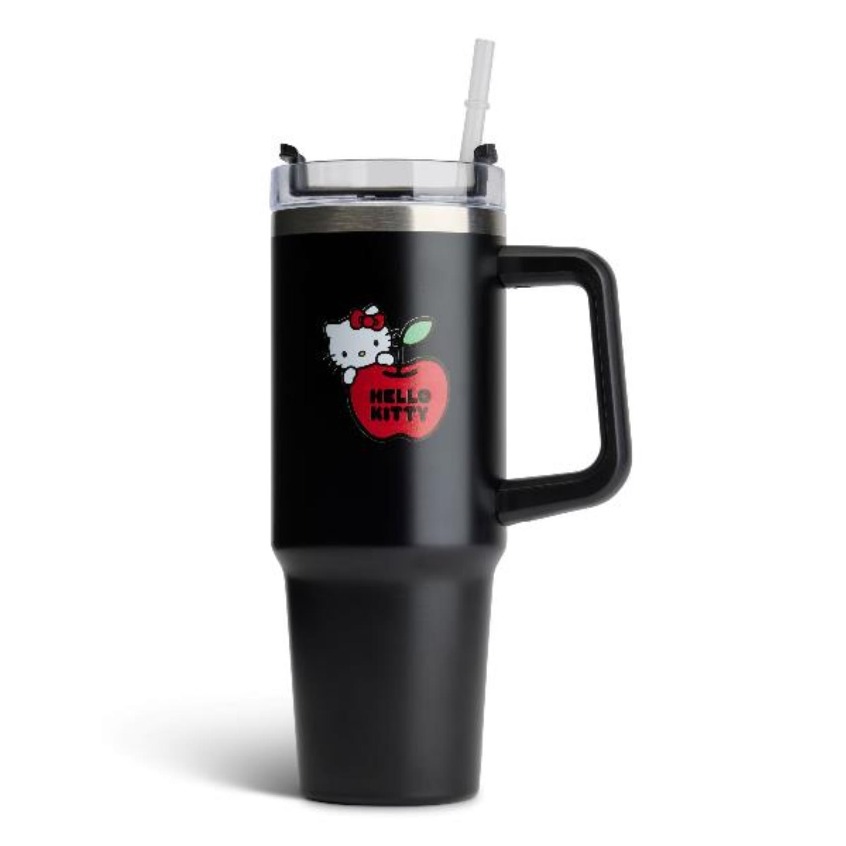 Tazza Termica Travel Mug Muitomas Hello Kitty HKTRAVELMUGBK in Acciaio Inox 900ml con Manico Ergonomico e Cannuccia Rimovibile Nero