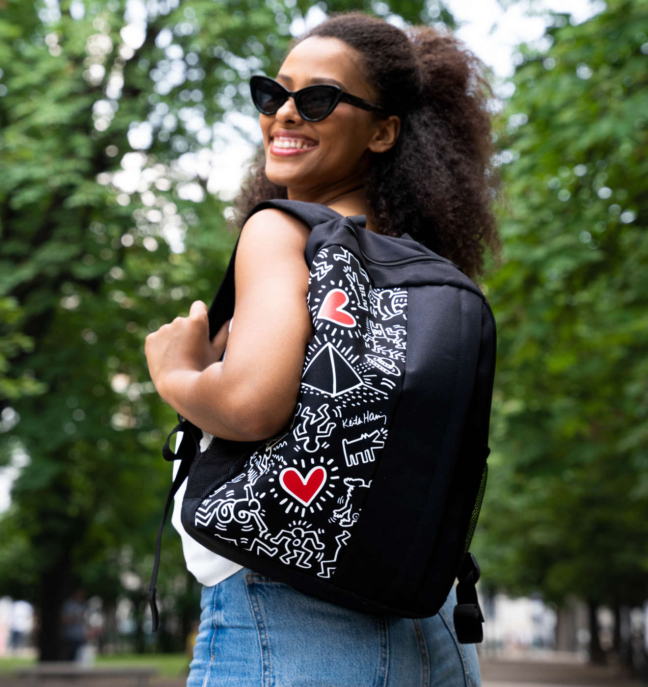 Zaino per Laptop fino a 15.6" Keith Haring Nero con Porta USB Spallacci Imbottiti e Strap Trolley - Immagine 2