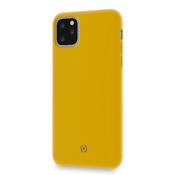 Cover Protettiva Celly LEAF per Apple iPhone 11 Pro Max in TPU e Silicone Finitura Soft-Touch e Interno in Microfibra Giallo