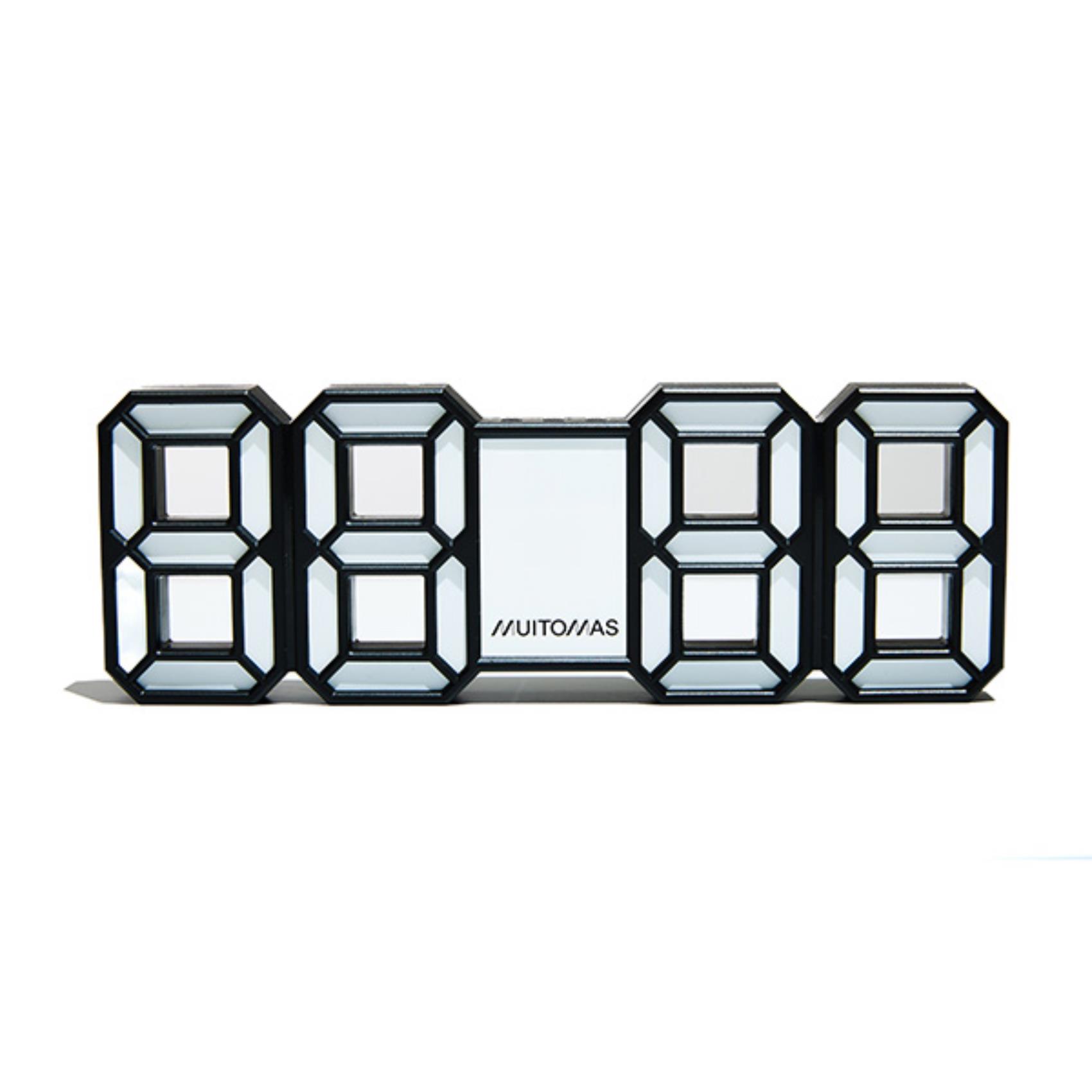 Orologio Sveglia Digitale a LED Muitomas NEONCLOCK Formato 12/24H Funzione Snooze Installazione Tavolo e Parete Alimentazione USB Bianco