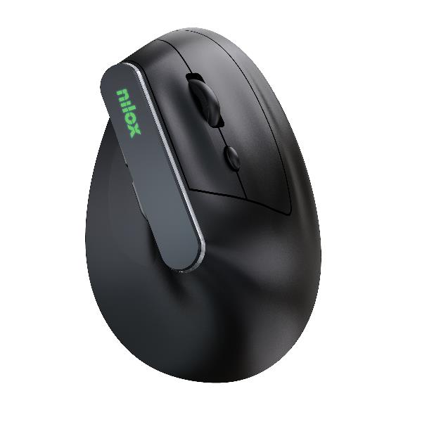Mouse Verticale Ergonomico Nilox Tech Dual Wireless Bluetooth 5.2 e 2.4GHz RGB 1600 DPI Ricaricabile USB-C Nero