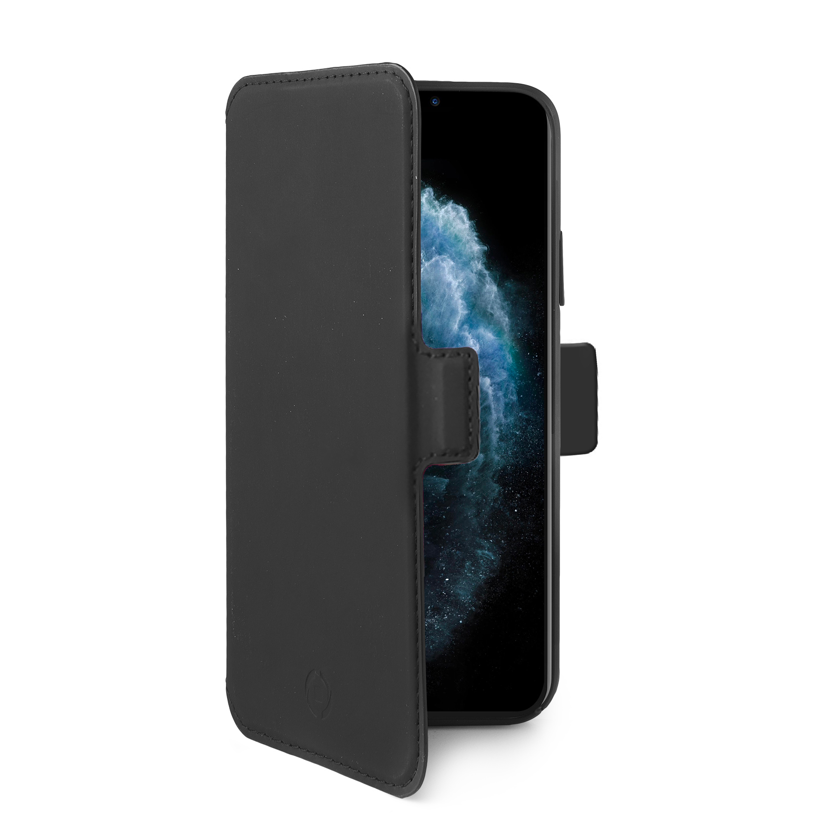 Celly PRESTIGEM Ultra-Slim Folio Wallet Case for Apple iPhone 11 Pro Max Book Cover with Magnetic Clasp Kickstand & Card Slots Matte Black