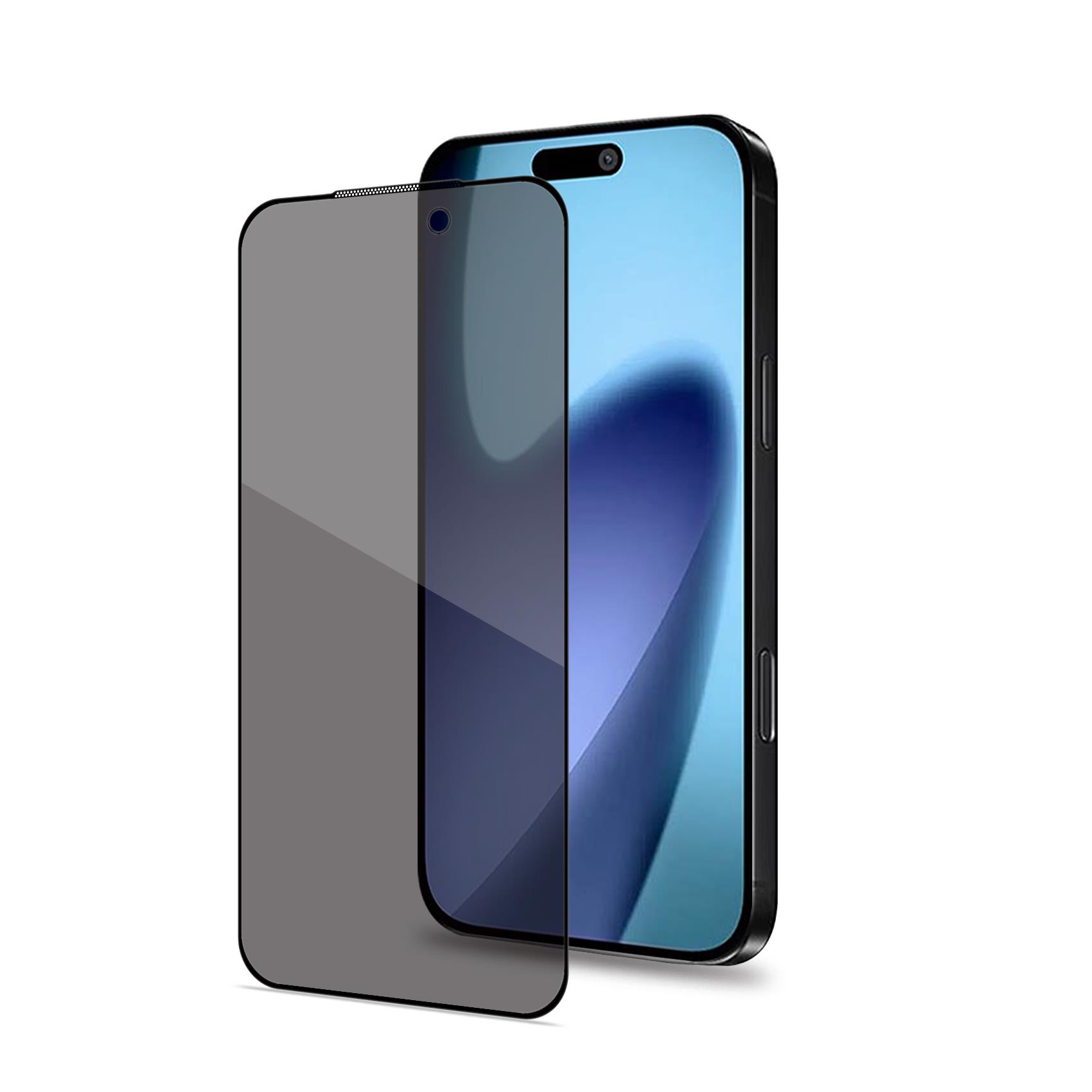 Celly PRIVACY FULL GLASS 9H Tempered Glass Screen Protector for Apple iPhone 16 Pro Max 2-Way Privacy Filter Black Frame 0.3mm Edge-to-Edge