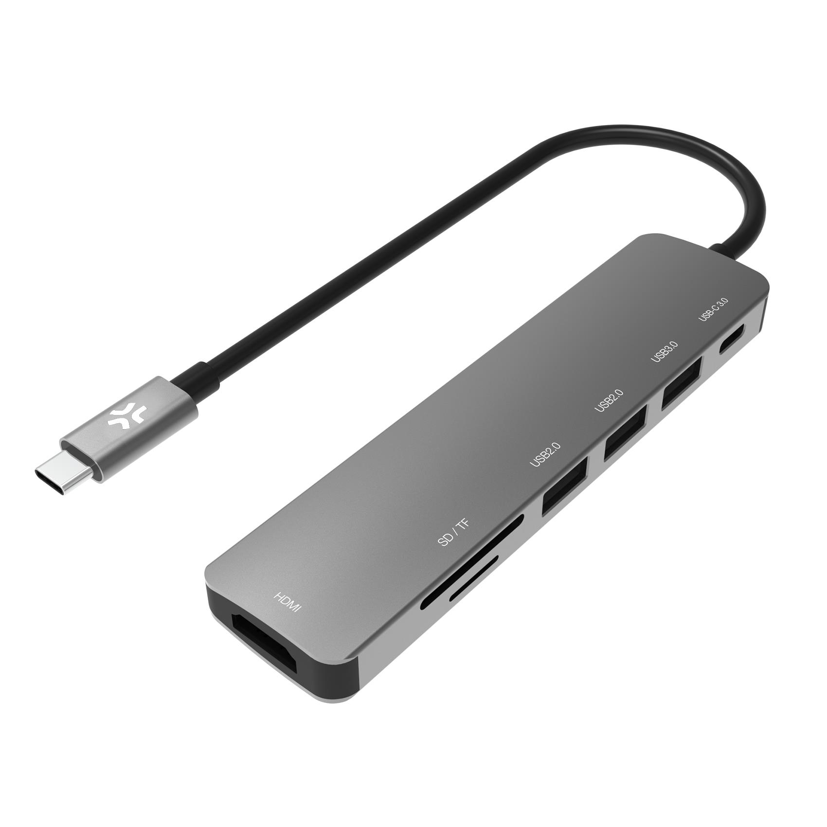 Hub USB-C 7 in 1 Multiporta Celly PROHUB7IN1 Grigio con HDMI 3 USB-A USB-C Lettore SD e MicroSD