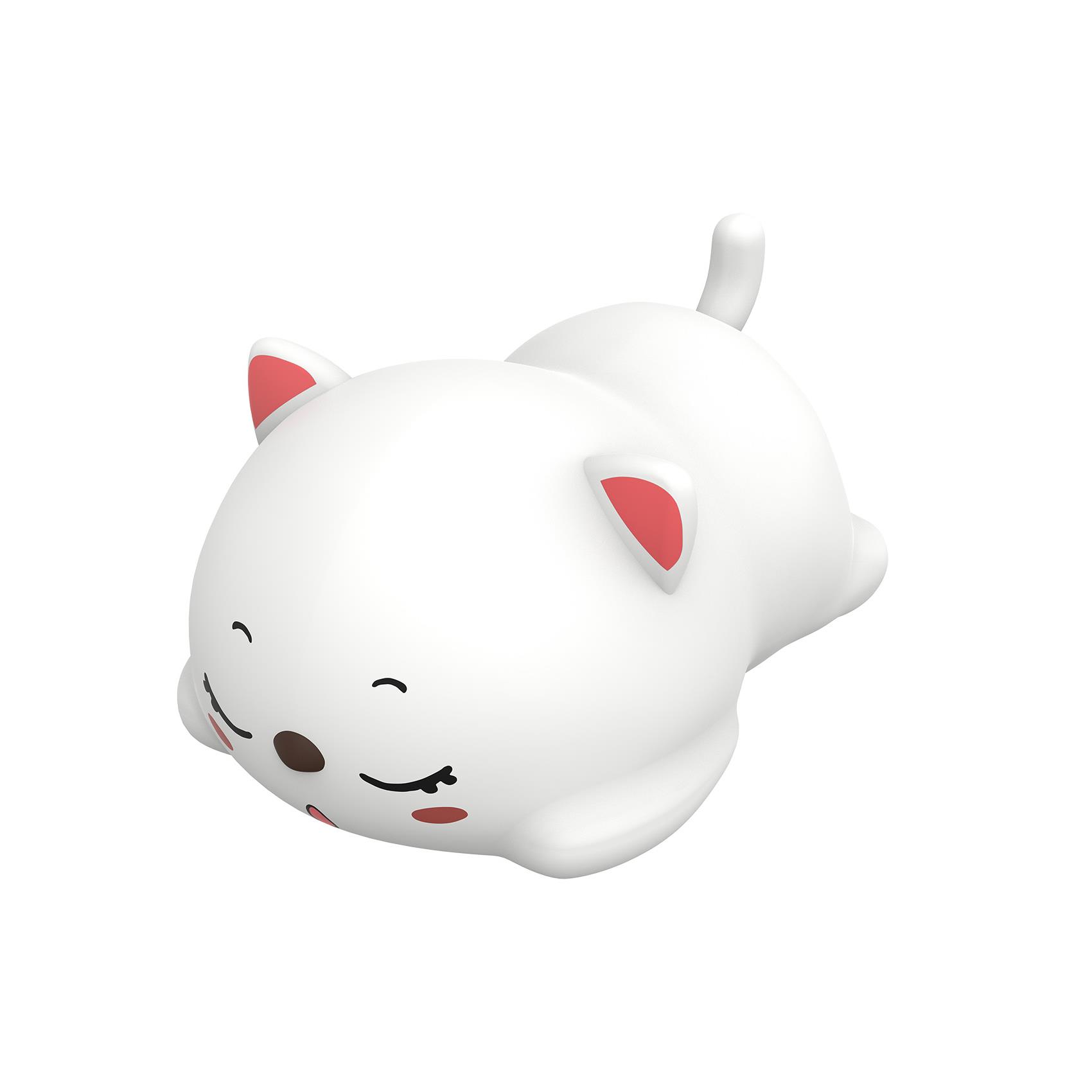 Lampada Notturna in Silicone Muitomas Sagoma Gatto Luce LED Soffusa Multicolore Sensore Touch e Ricarica USB-C Bianco
