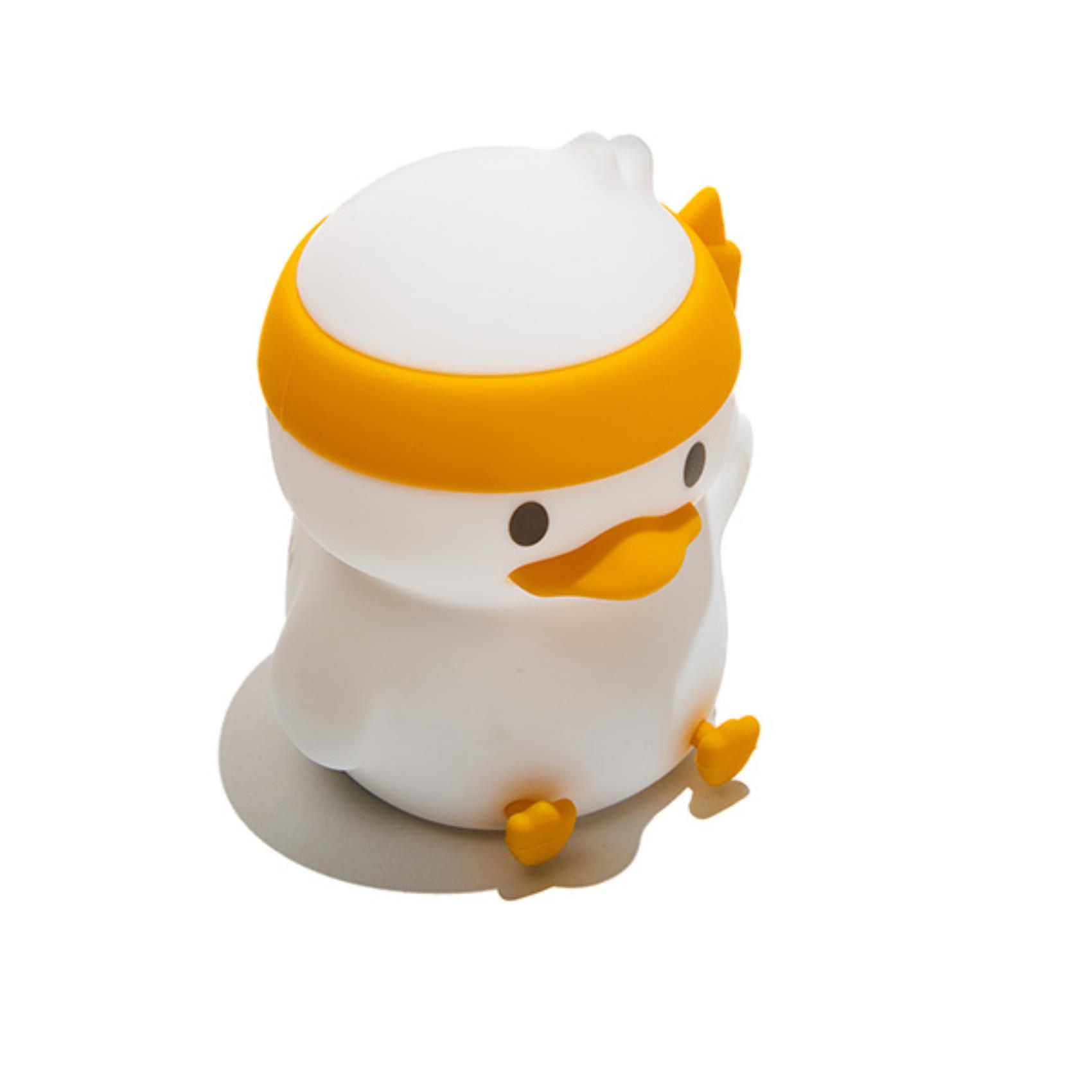 Lampada Notturna in Silicone Muitomas SILLAMPDUCKC Sagoma Papera Luce LED Multicolore Tap Control e Ricarica USB-C Bianco