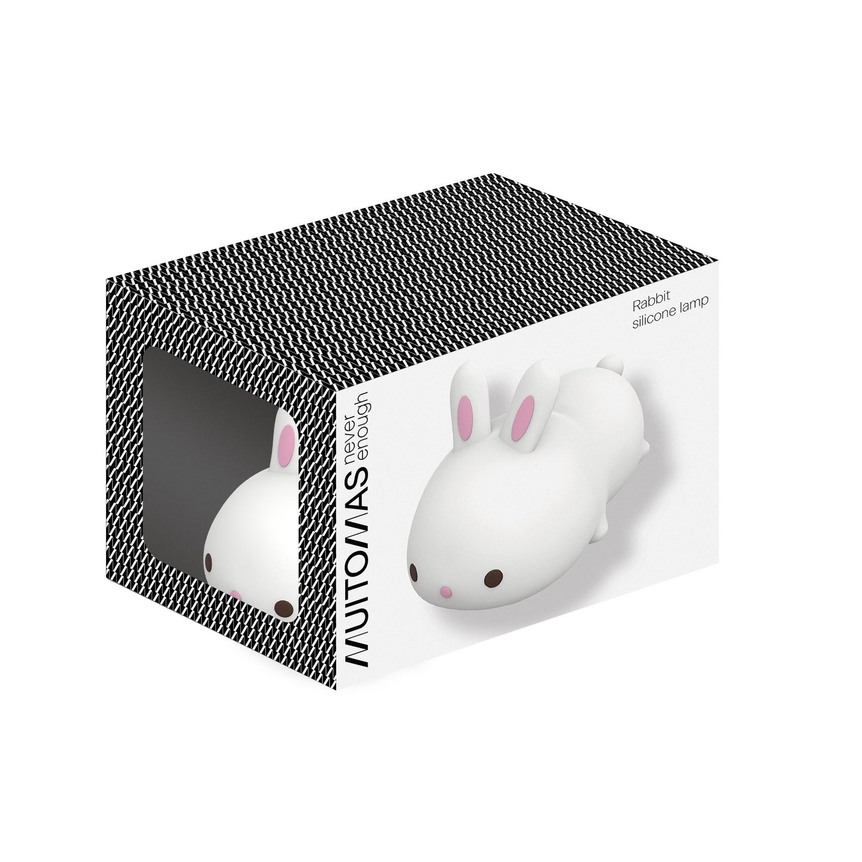 Lampada Notturna in Silicone Muitomas Sagoma Coniglio Luce LED Soffusa Multicolore Sensore Touch e Ricarica USB-C Bianco - Dettaglio 2
