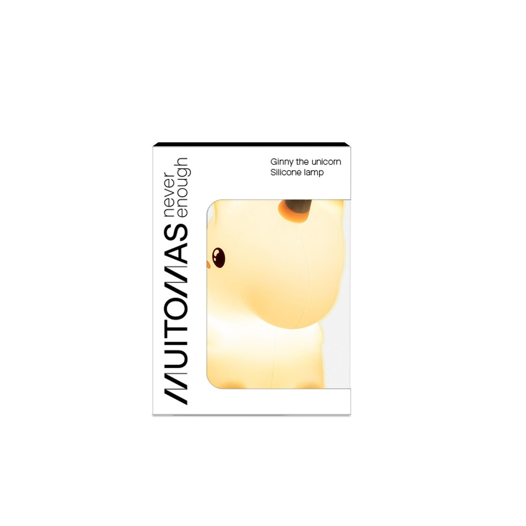 Lampada Notturna in Silicone Muitomas SILLAMPUNICORNC Sagoma Unicorno Luce LED Multicolore Tap Control e Ricarica USB-C Bianco - Dettaglio 1
