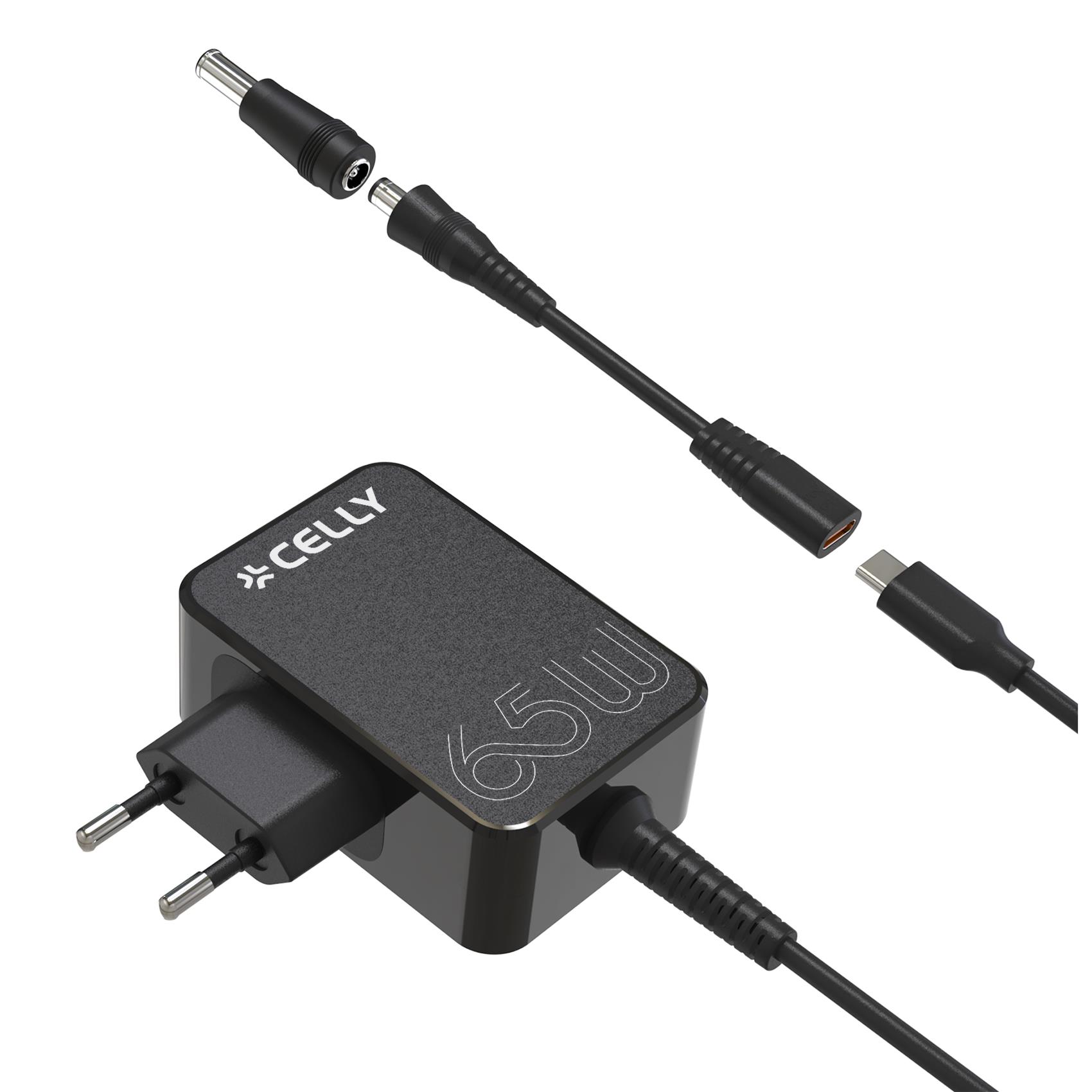 Alimentatore Universale Laptop Celly TCTIPS65W Nero 65W con Cavo USB-C e Set Adattatori Intercambiabili