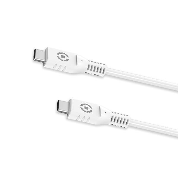 Cavo Celly da USB-C a USB-C 1m Bianco Power Delivery Ricarica Rapida fino a 60W Dati e Ricarica