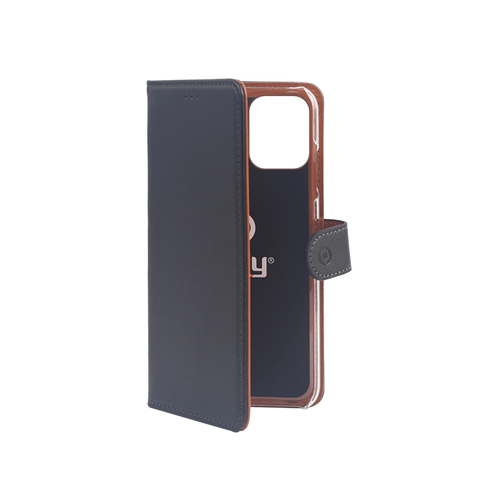 Custodia a Libro Portafoglio Celly WALLY per Apple iPhone 12 mini in Similpelle con Vani Porta Tessere Chiusura Magnetica e Funzione Stand Nero