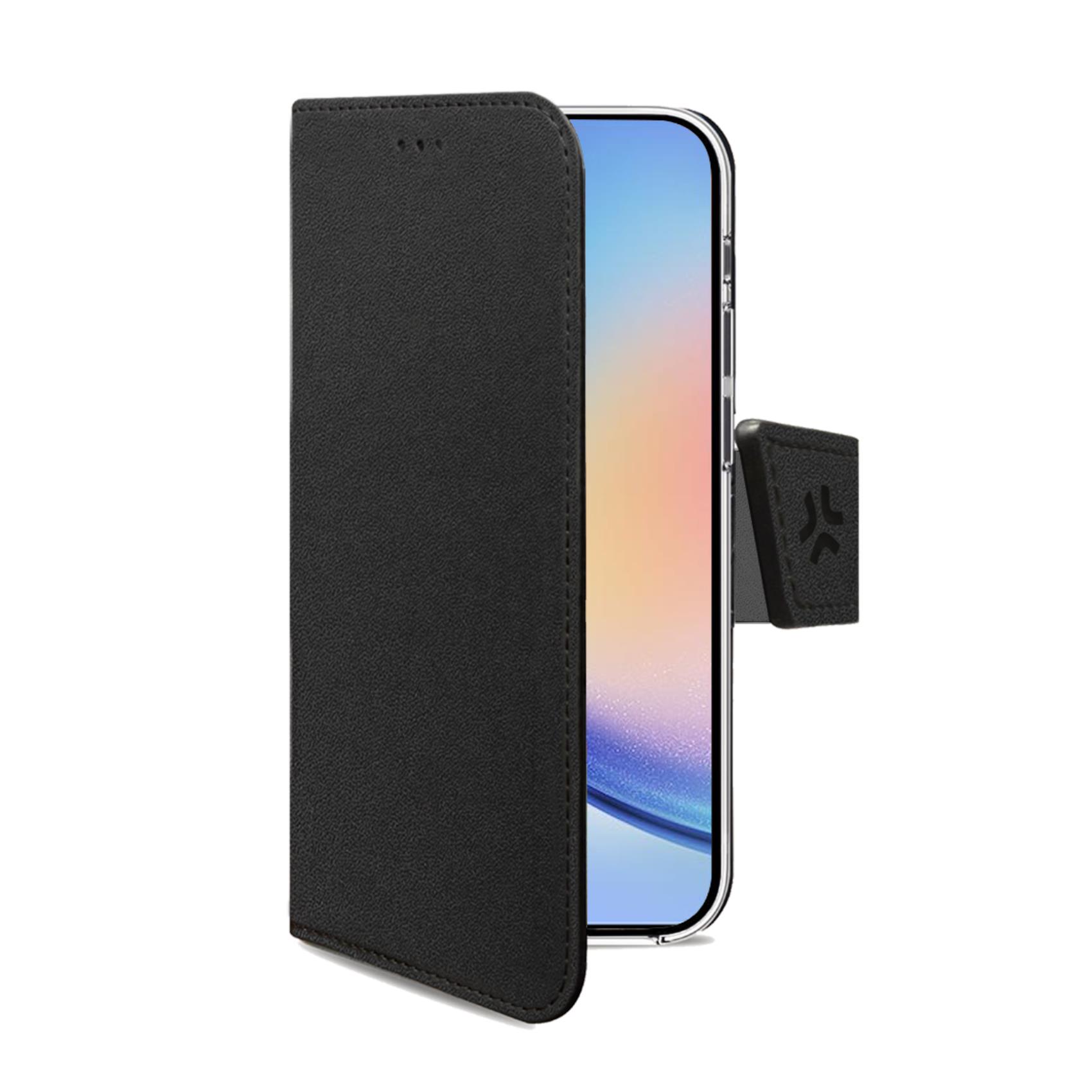 Custodia Portafoglio Celly WALLY per Samsung Galaxy A35 5G e A35 5G Enterprise Edition a Libro in Similpelle Nera con Chiusura Magnetica e Supporto Stand - Immagine 1