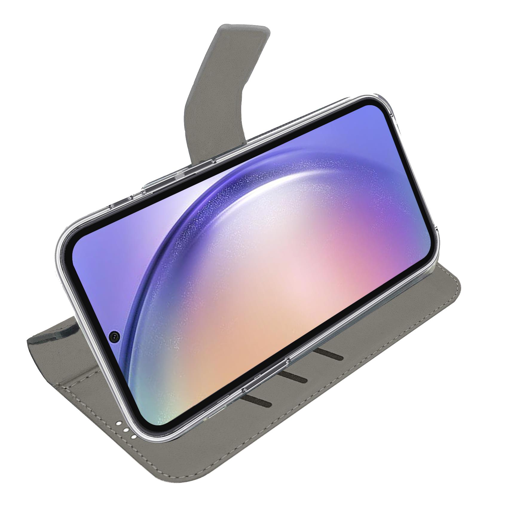 Custodia a Libro Celly WALLY per Samsung Galaxy A55 5G e A55 5G Enterprise Edition in Similpelle Nero con Flap Magnetico Funzione Stand e Portatessere - Dettaglio 1