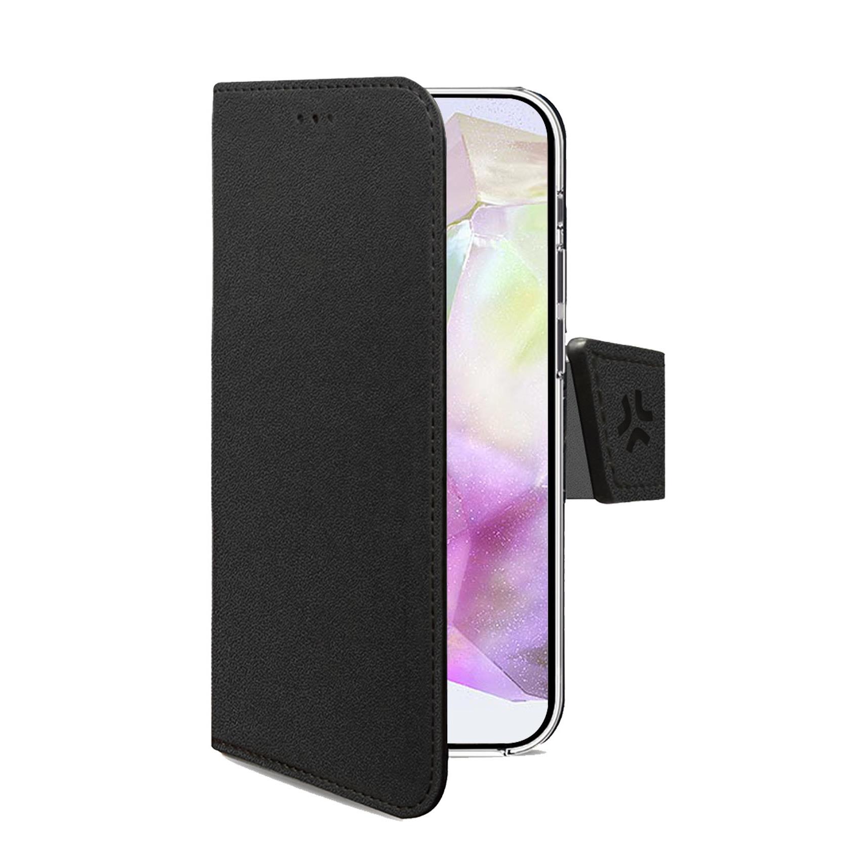 Custodia a Libro Celly WALLY per Samsung Galaxy A36 5G / Galaxy A36 5G Enterprise Edition Nera in Similpelle con Flap Magnetico Portacarte e Funzione Stand
