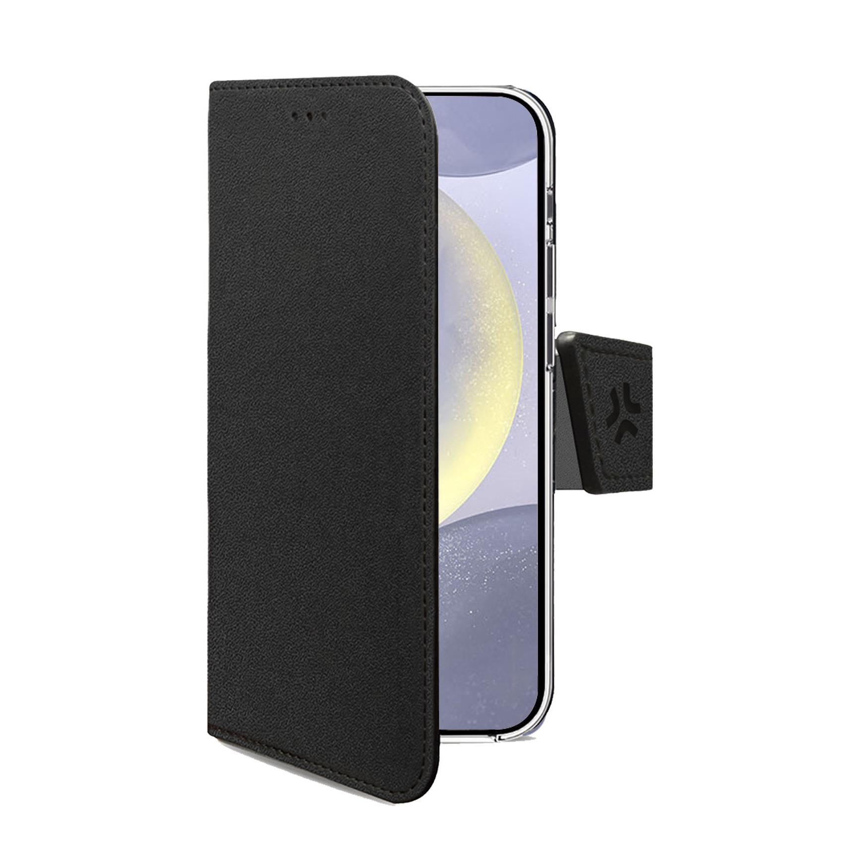 Celly WALLY Black Synthetic Leather Wallet Book Case for Samsung Galaxy S25+ 5G / Galaxy S25+ 5G Enterprise Edition with Magnetic Flap Card Slots & Stand Feature