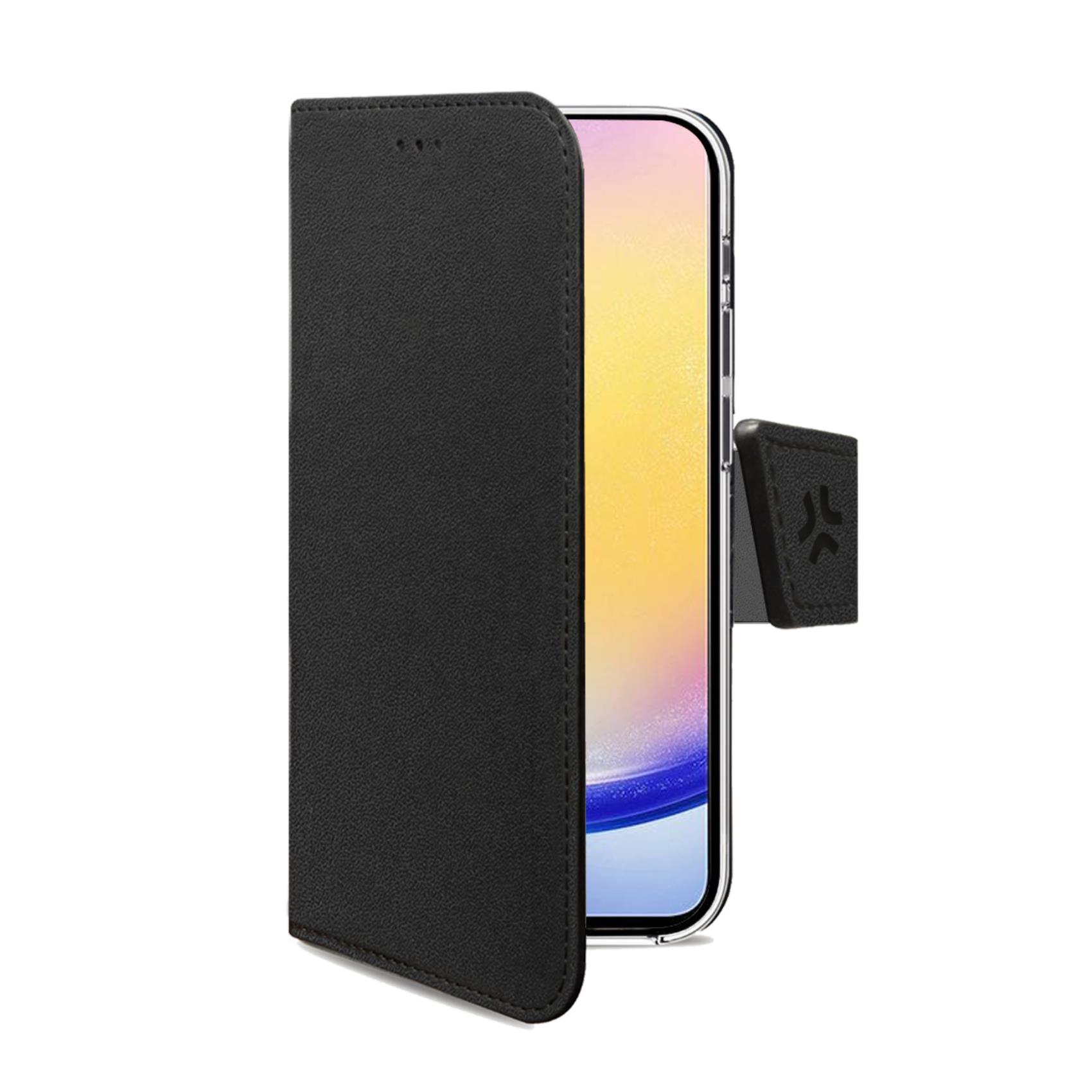 Custodia a Libro Celly WALLY per Samsung Galaxy A26 5G / Galaxy A26 5G Enterprise Edition Nera in Similpelle con Flap Magnetico Portacarte e Funzione Stand