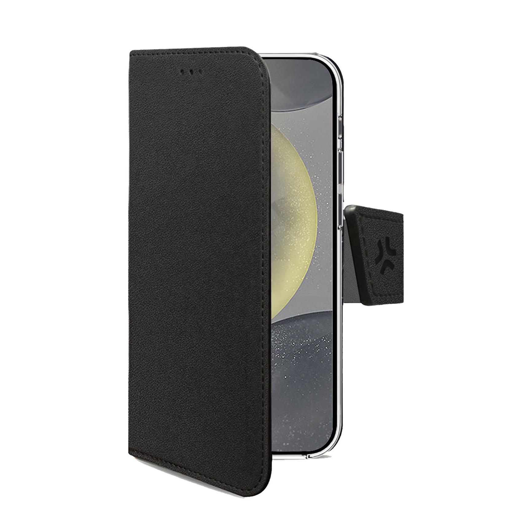 Custodia a Libro Celly WALLY per Samsung Galaxy S26 5G / Galaxy S26 5G Enterprise Edition Nera in Similpelle con Flap Magnetico Portacarte e Funzione Stand