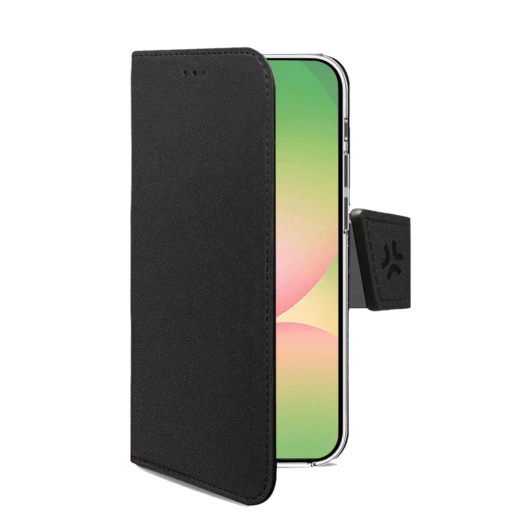 Custodia a Libro Celly WALLY per Samsung Galaxy A57 5G / Enterprise Edition Nera in Similpelle con Flap Magnetico Portacarte e Funzione Stand