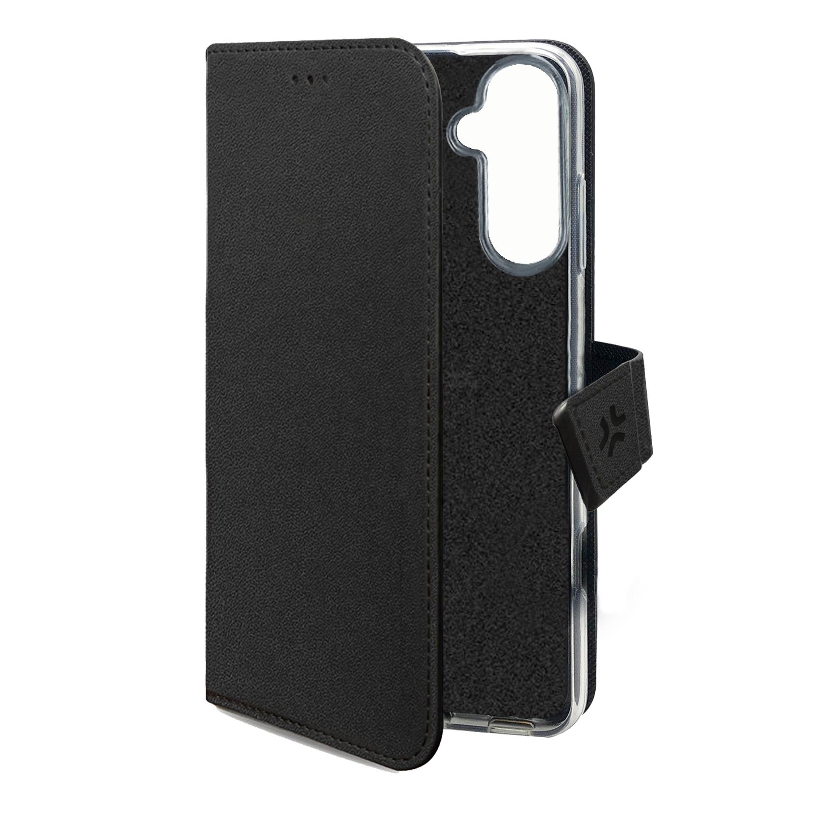 Custodia a Libro Portafoglio Celly WALLY per Samsung Galaxy S26 FE 5G in Similpelle con Vani Porta Tessere Chiusura Flap Magnetico e Funzione Stand Nero - Dettaglio 1