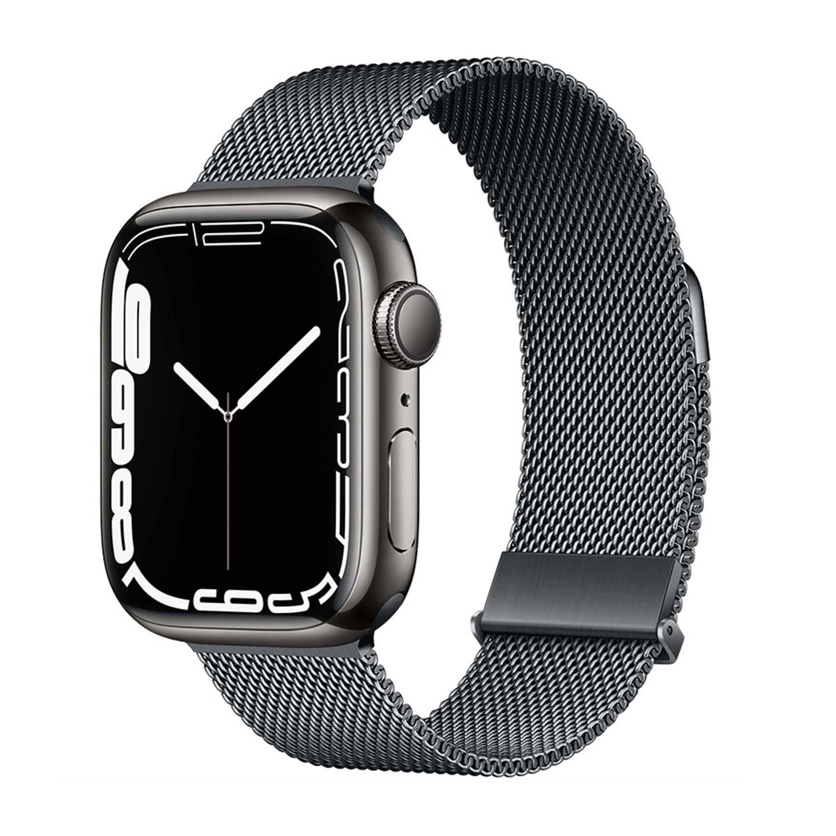 Cinturino in Maglia Milano Celly WBANDMILA per Apple Watch 42/44/45mm in Acciaio Inossidabile Chiusura a Doppio Magnete Regolabile Dark Silver