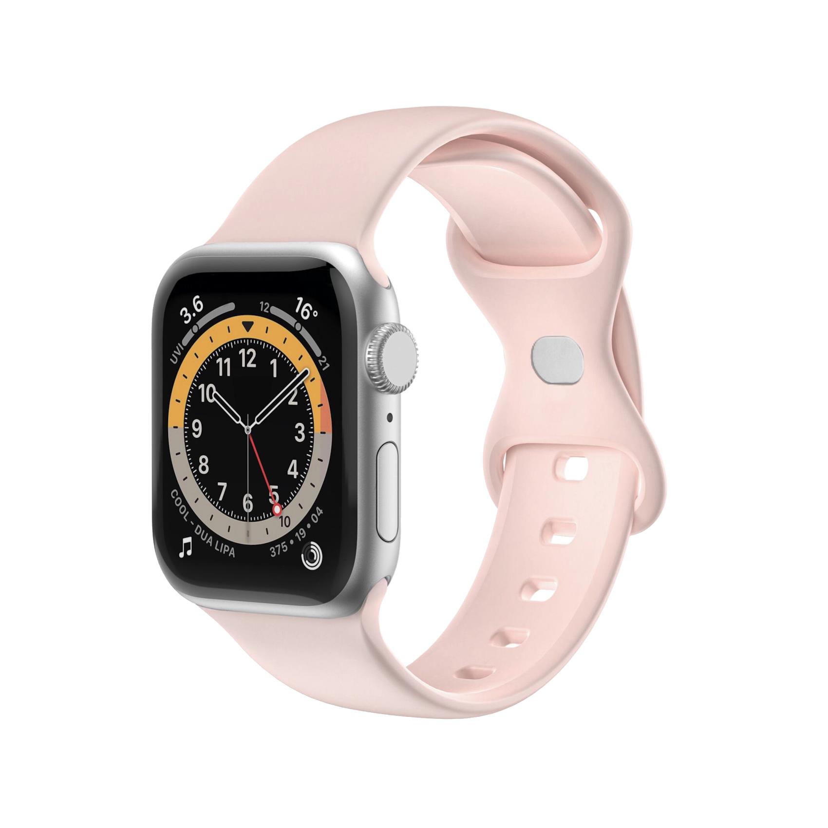 Cinturino Celly WBANDSIL Rosa in Morbido Silicone per Apple Watch 42/44/45mm Chiusura Pin-and-Tuck Doppia Fibbia